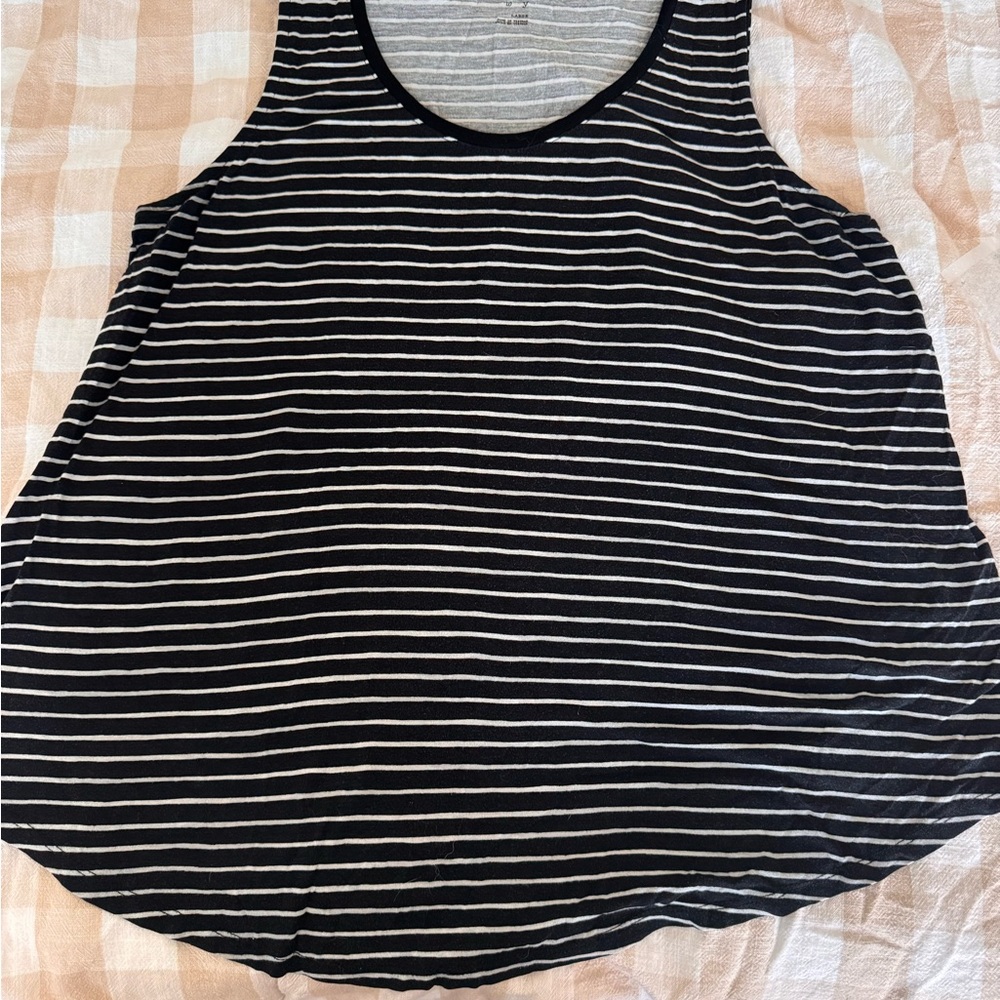 a new day Black and White Striped Scoop Neck Tank